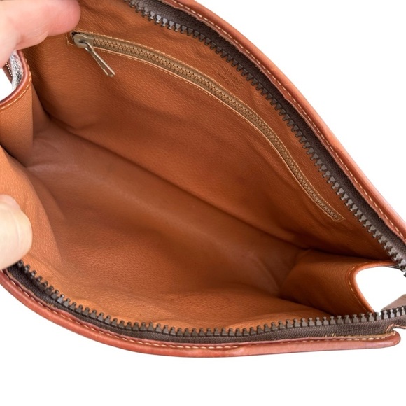 Authentic CELINE Macadam Dark Brown & Tan Leather Large Clutch Wristlet Bag - Picture 5 of 12